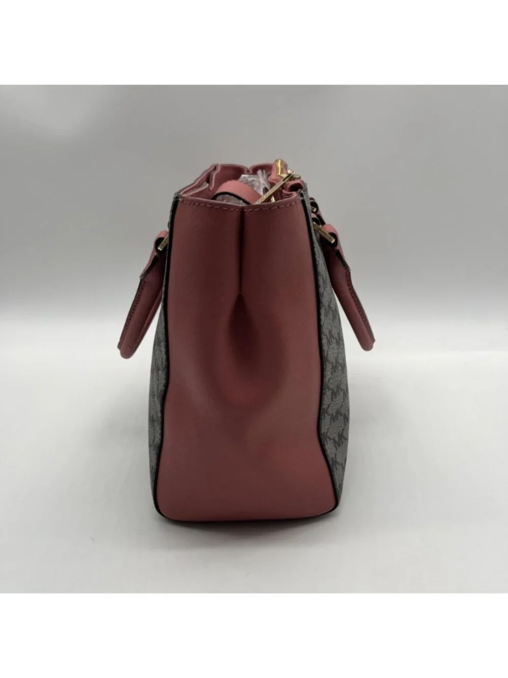 Michael Kors Grey & Pink Coated Canvas Satchel Bag